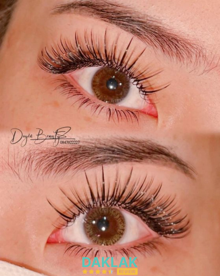 Học viên thực hành nối mi tại Duyên Beauty Buôn Ma Thuột