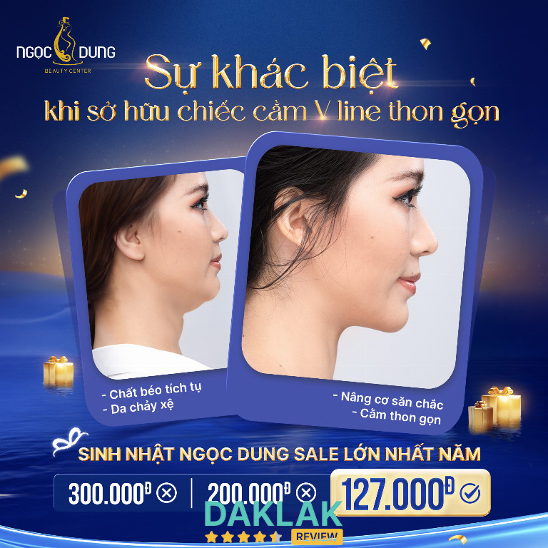 Hình ảnh khách hàng trước – sau khi sở hữu chiếc cằm V-line thon gọn tại Thẩm Mỹ Viện Ngọc Dung Buôn Ma Thuột, khuôn mặt hài hòa và sắc nét hơn.