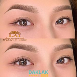 Lai Phun Xăm với dáng mày phun sợi gọn gàng, hài hòa và tự nhiên trên gương mặt