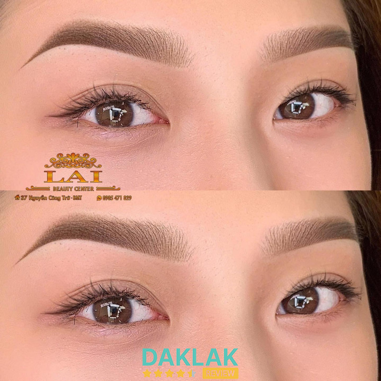 Lai Phun Xăm với dáng mày phun sợi gọn gàng, hài hòa và tự nhiên trên gương mặt