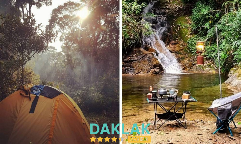 Cảnh rừng và dòng suối trong trek Chư Yang Sin, không khí núi rừng mát lạnh